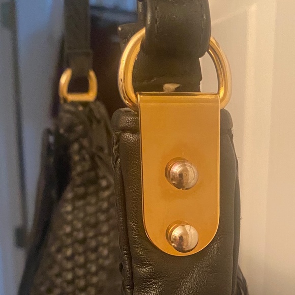 Ganson Black Woven Side Fringe Handbag - Picture 7 of 10